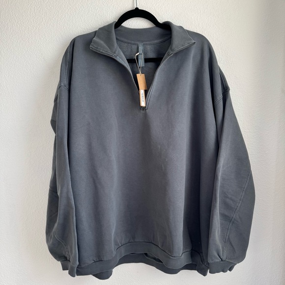SKIMS Boyfriend Fleece Slouchy Half-Zip Pullover – Zircon (Size M, NWT) - Picture 1 of 5